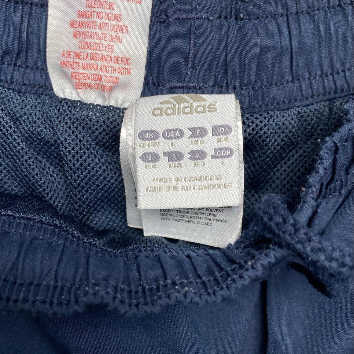Adidas Navy Blue and White Shell Trackpant Bottoms (S)