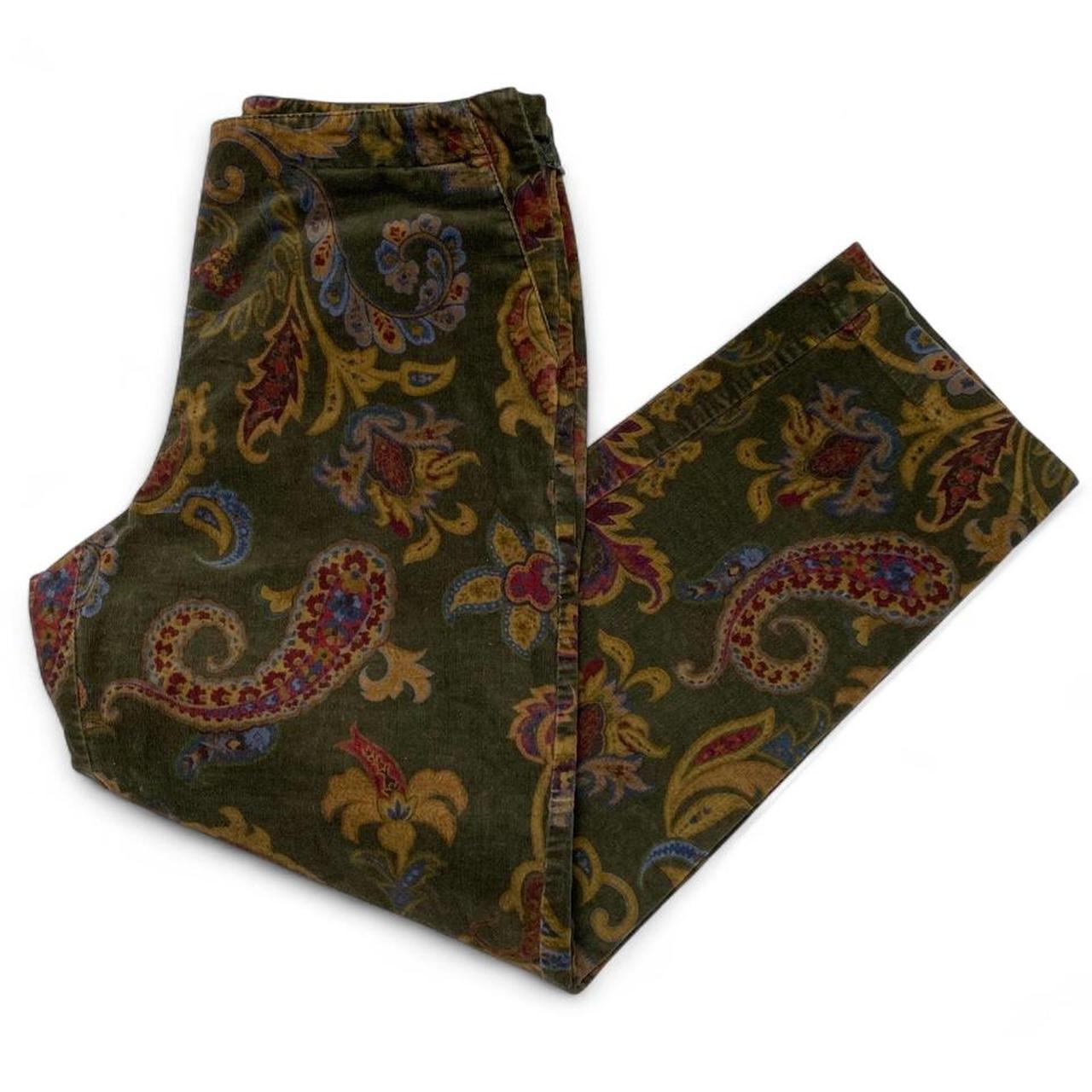 Talbots Vintage Suede Brushed Velvet Womens Floral Trousers (12)