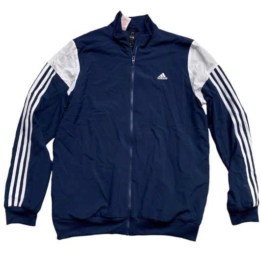 Adidas Navy and White Shell Tracksuit Jacket (S)