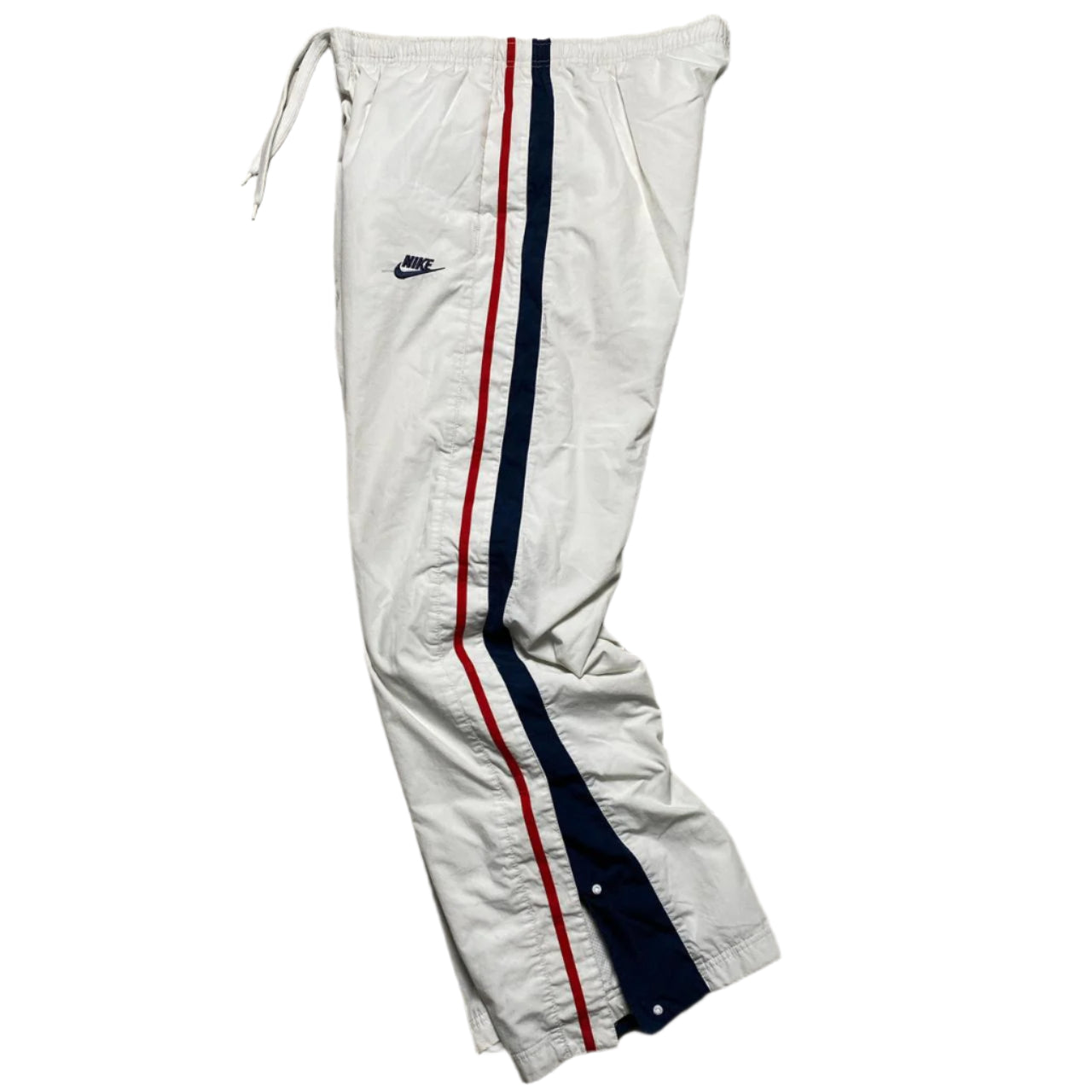 Nike Vintage y2k White Red and Blue USA Shell Trackpant Baggy Popper Bottoms (L)