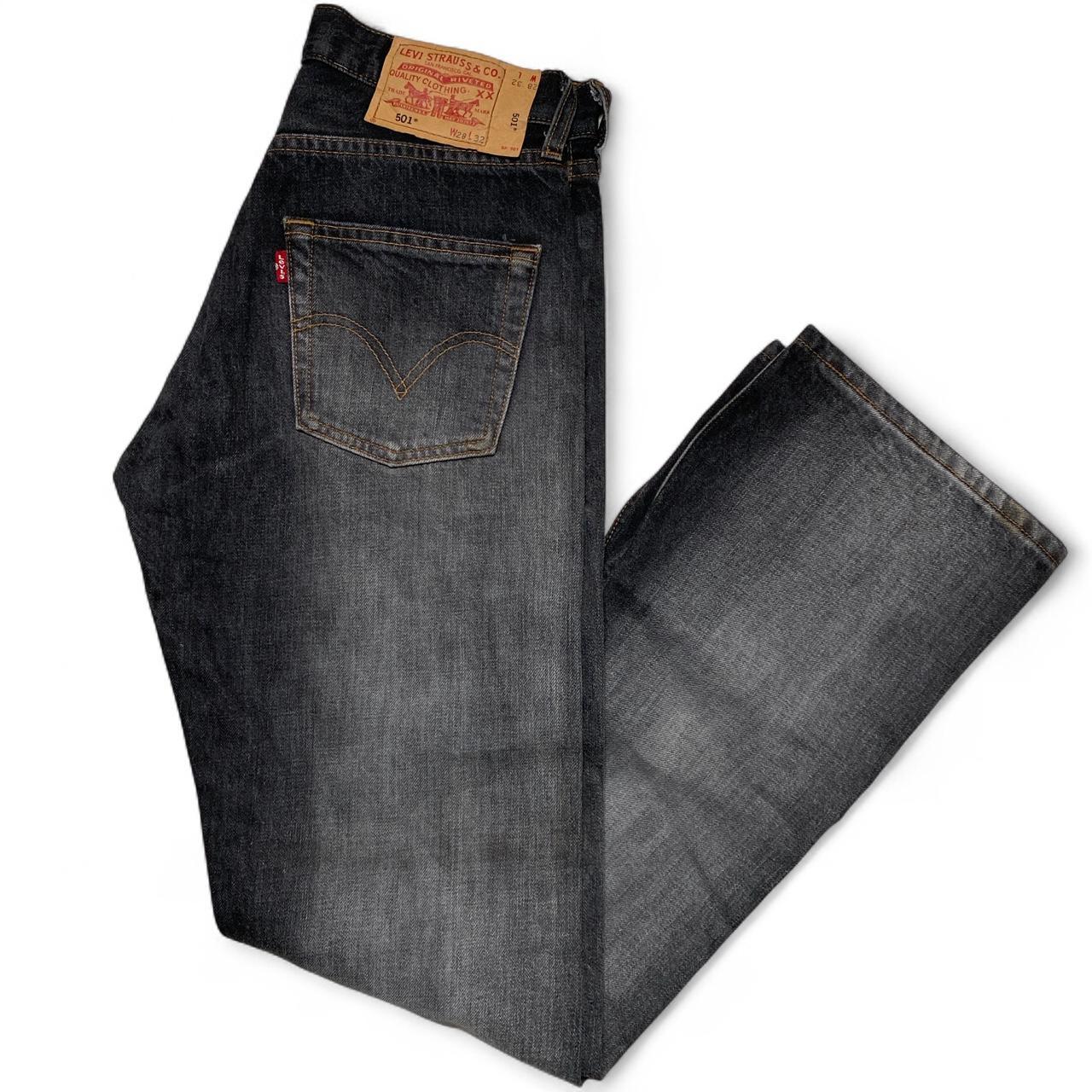 Levis 501 Grey Stonewash Distressed Jeans (28W)