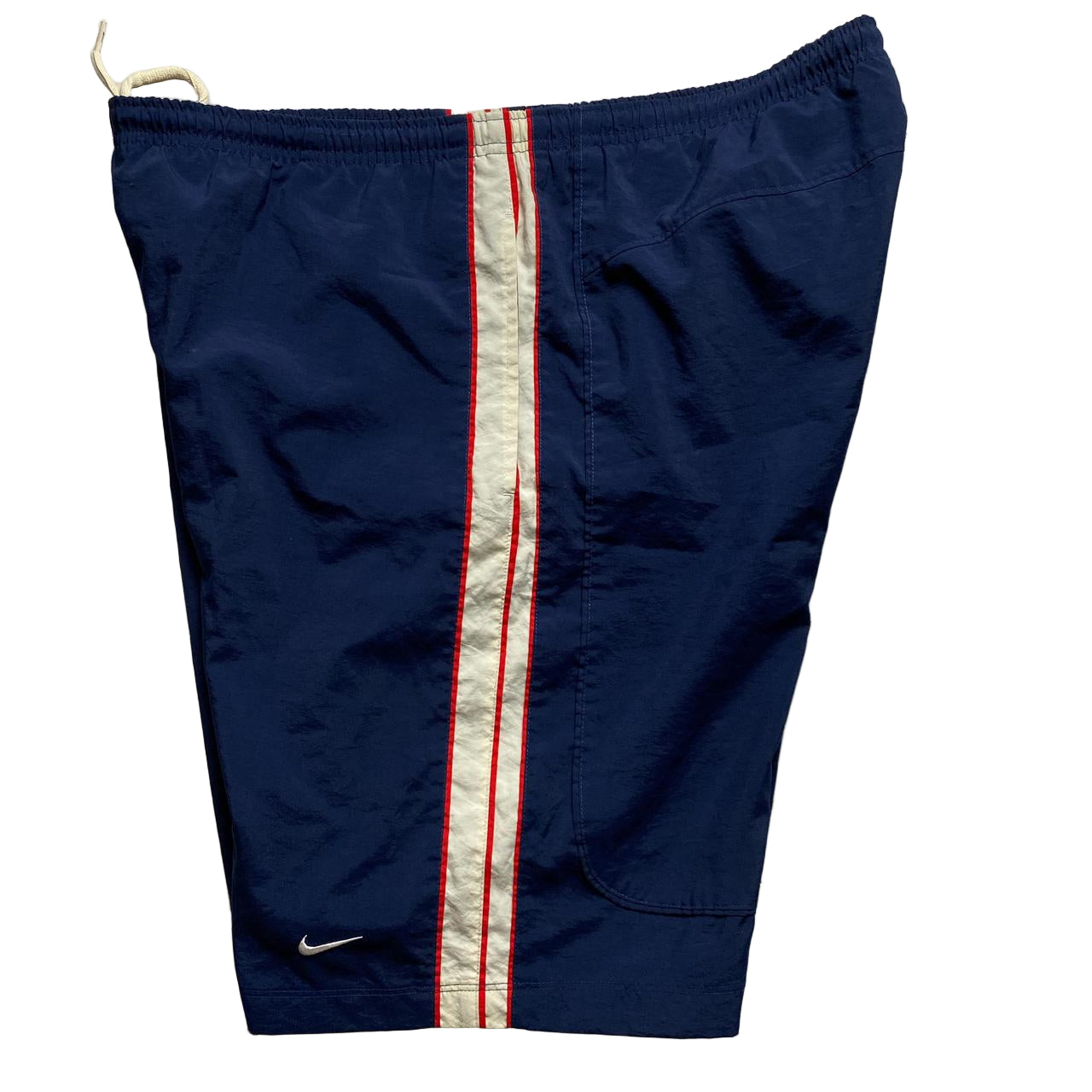 Nike Vintage y2k Navy Red and White Swoosh Shell Trackpant Shorts (XL)