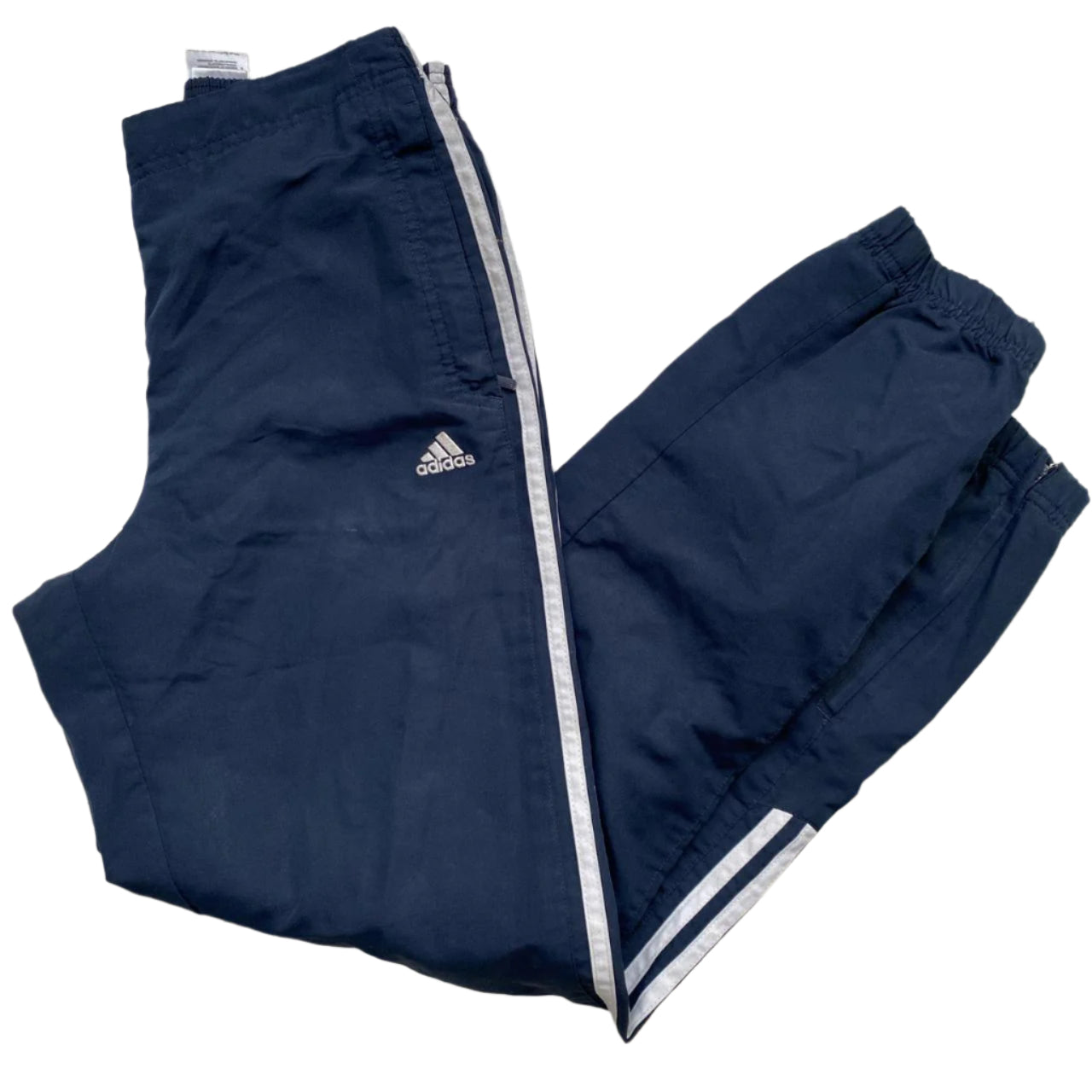 Adidas Navy and White Shell Trackpant Bottoms (S)