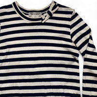 Comme des Garcons Womens Bow Striped Navy and White Long Sleeve T Shirt (XS)