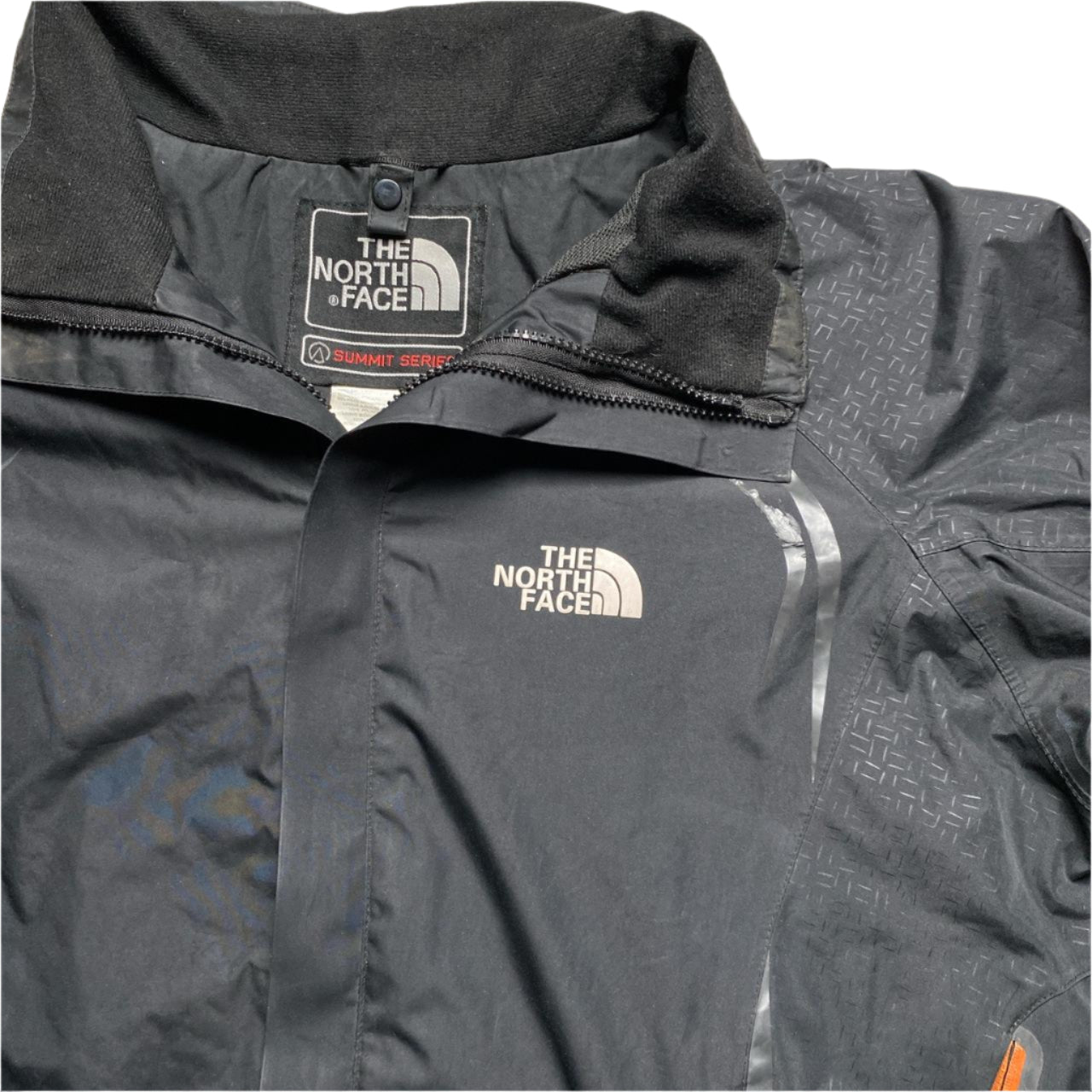 The North Face Black Summit Series Black and Orange Gore Tex Lightweight Jacket (XL)