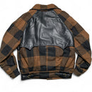 Vintage Brown and Black Plaid Wool and Leather Full Suit Jacket and Trousers (L)
