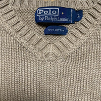 Polo Ralph Lauren Beige and Navy Pony Knit Jumper (L)