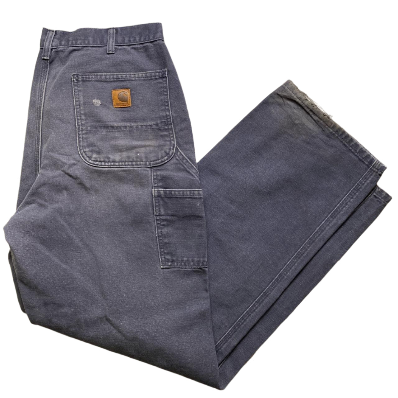 Carhartt Dungaree Fit Carpenter Grey Baggy Distressed Jean Trousers (34W)