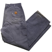 Carhartt Dungaree Fit Carpenter Grey Baggy Distressed Jean Trousers (34W)
