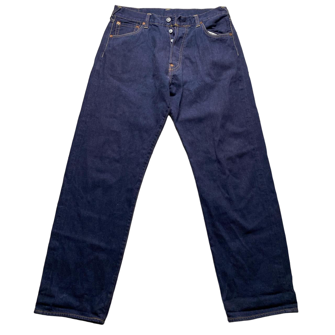Evisu 0001 Navy and Yellow Daicock Swoosh Jeans (34W)
