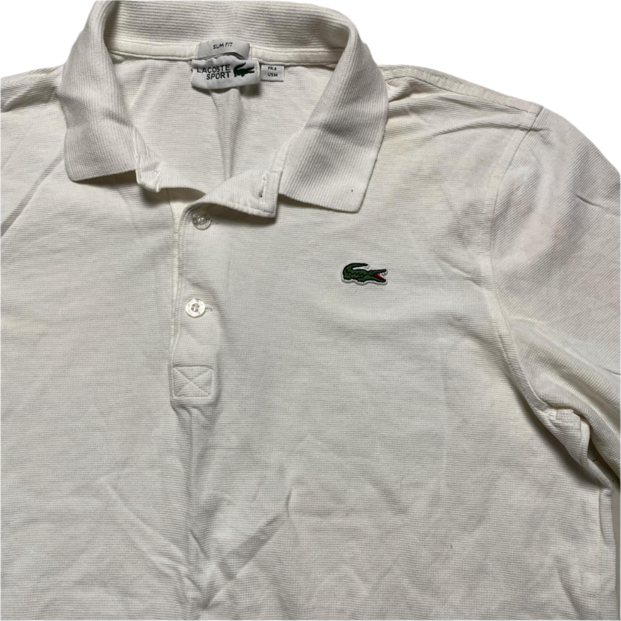 Lacoste Long Sleeve White Polo Shirt (M)