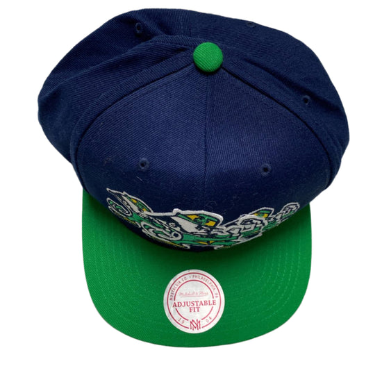 Notre Dame Navy and Green Snapback Mitchell & Ness Cap