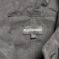 Places and Faces Black and Silver Reflective Parka Long Black Jacket (L)
