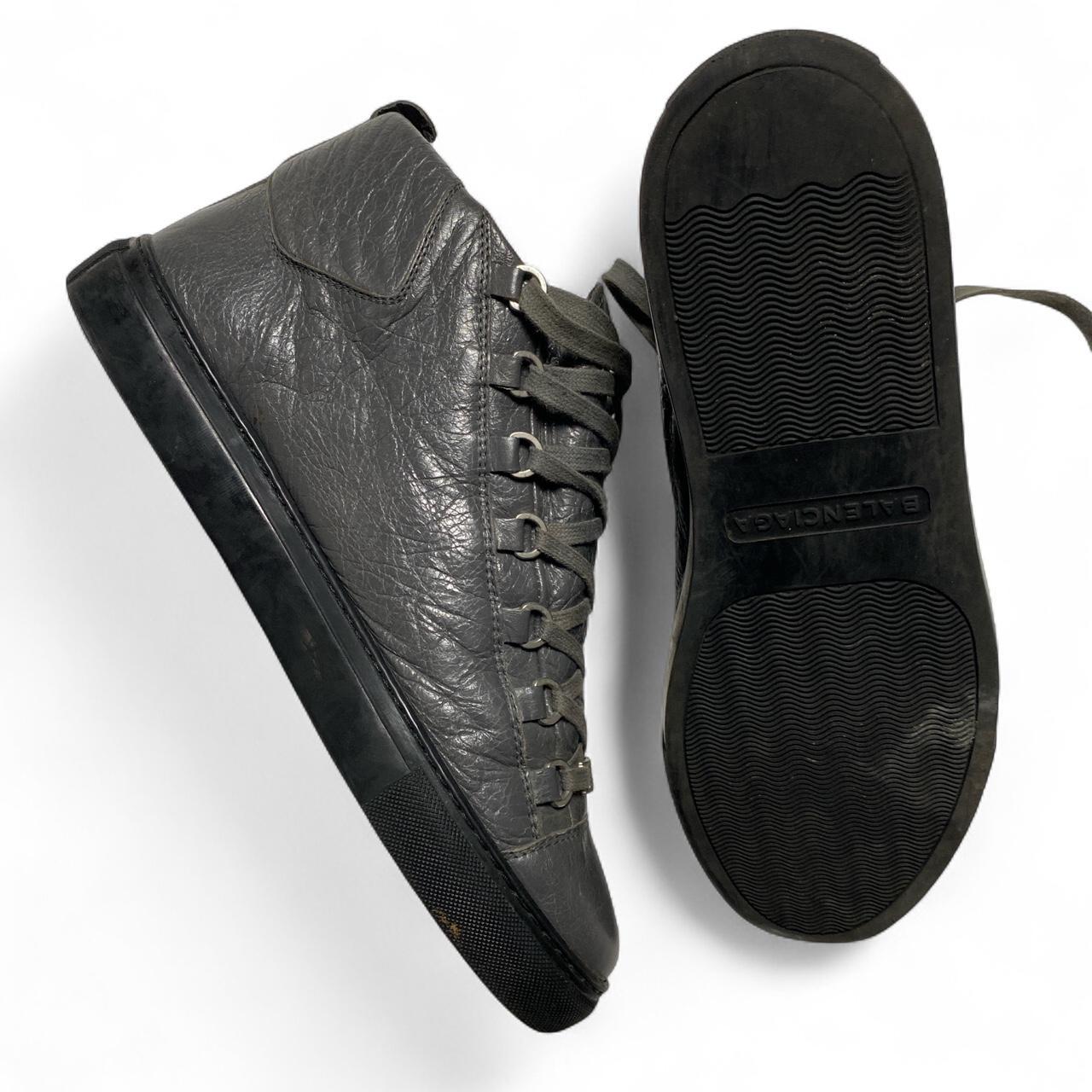 Balenciaga Arena Grey Leather and Black High Top Trainers