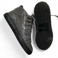 Balenciaga Arena Grey Leather and Black High Top Trainers
