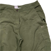 Nike Khaki Green and Pink Swoosh Baggy Womens Cargo Snopant Trousers (12)