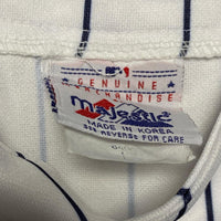 New York Yankees Majestic Vintage Pinstripe White and Navy Baseball Jersey (L)