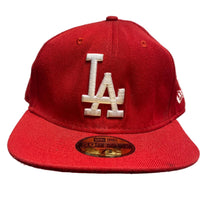LA Dodgers Red and White Fitted Cap