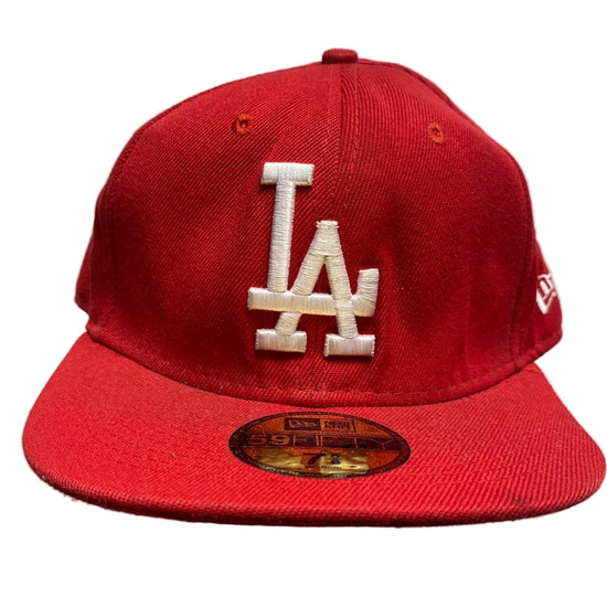 LA Dodgers Red and White Fitted Cap