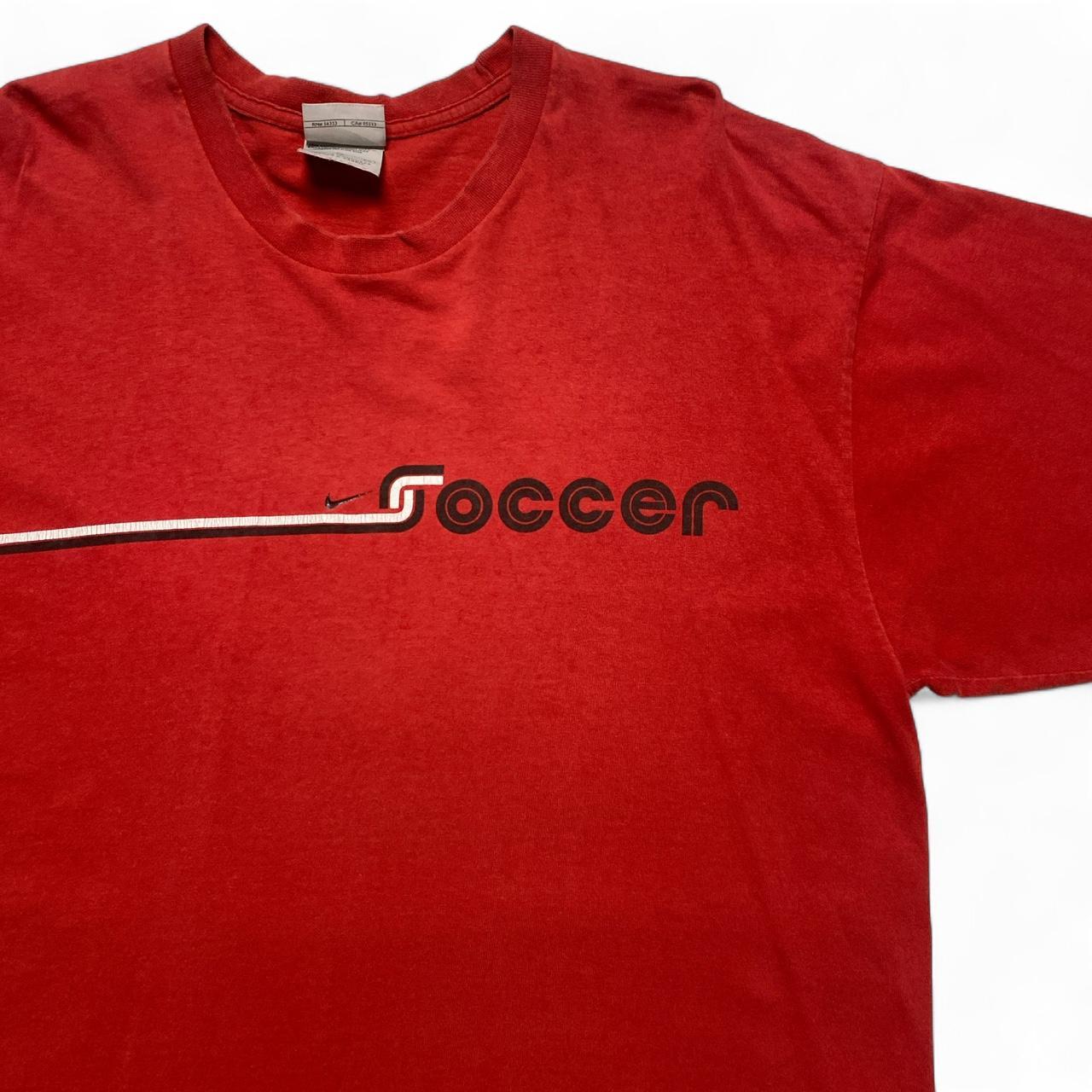 Nike Vintage y2k Soccer Football Red and White T Shirt (XL)
