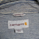 Carhartt Navy and White Striped Quarter Zip Heavy Shirt (L)