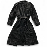 Phase2  Black 70’s. 80’s  vintage Leather Long Trench Coat (M)