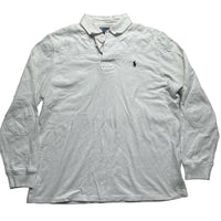 Polo Ralph Lauren White and Navy Rugby Polo Long Sleeve Shirt (XL)