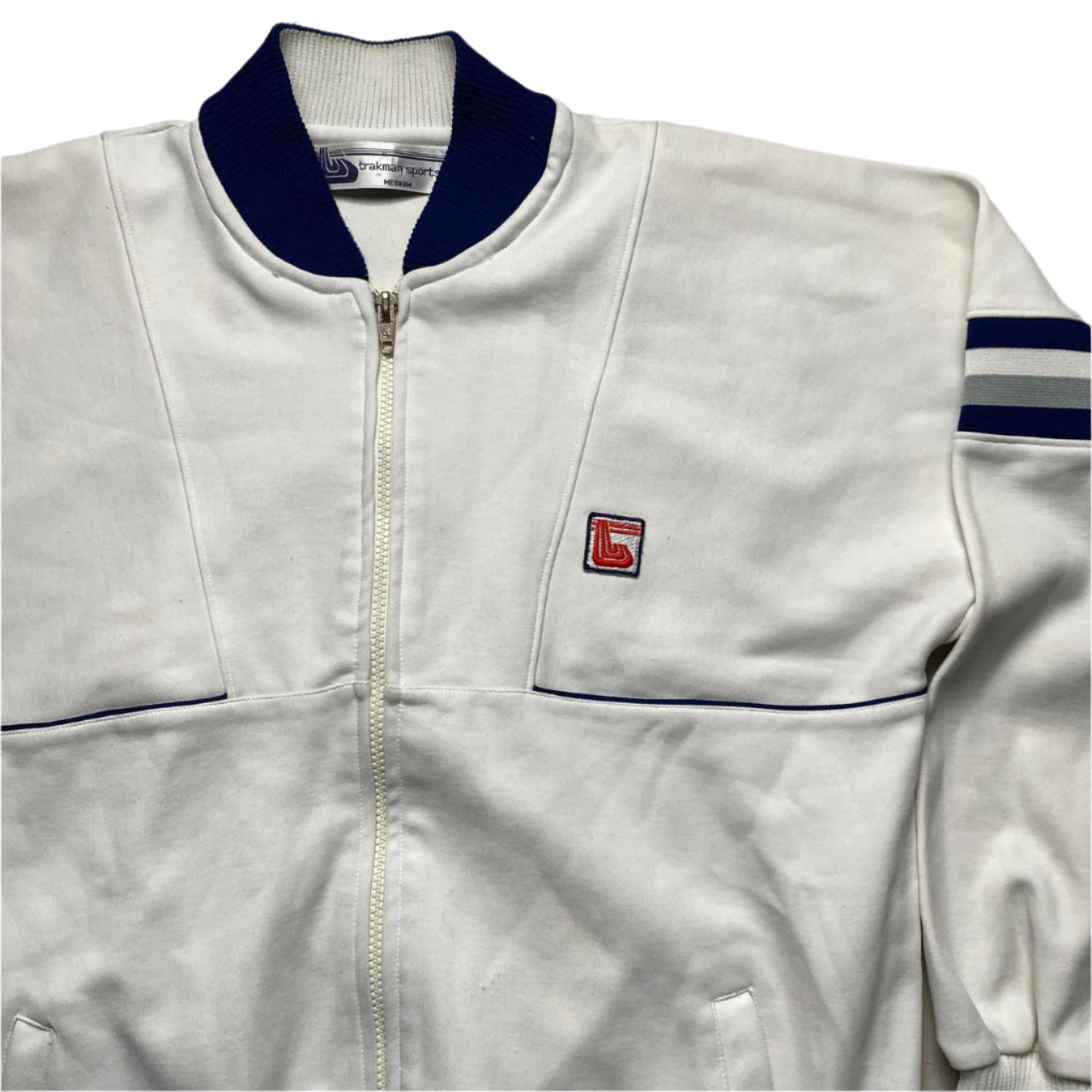 Vintage 80’s White and Blue Trakman Tracksuit Jacket (M)