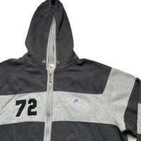 Nike Vintage Grey Two Tone Stripe Hoodie Purple Swoosh (XL)