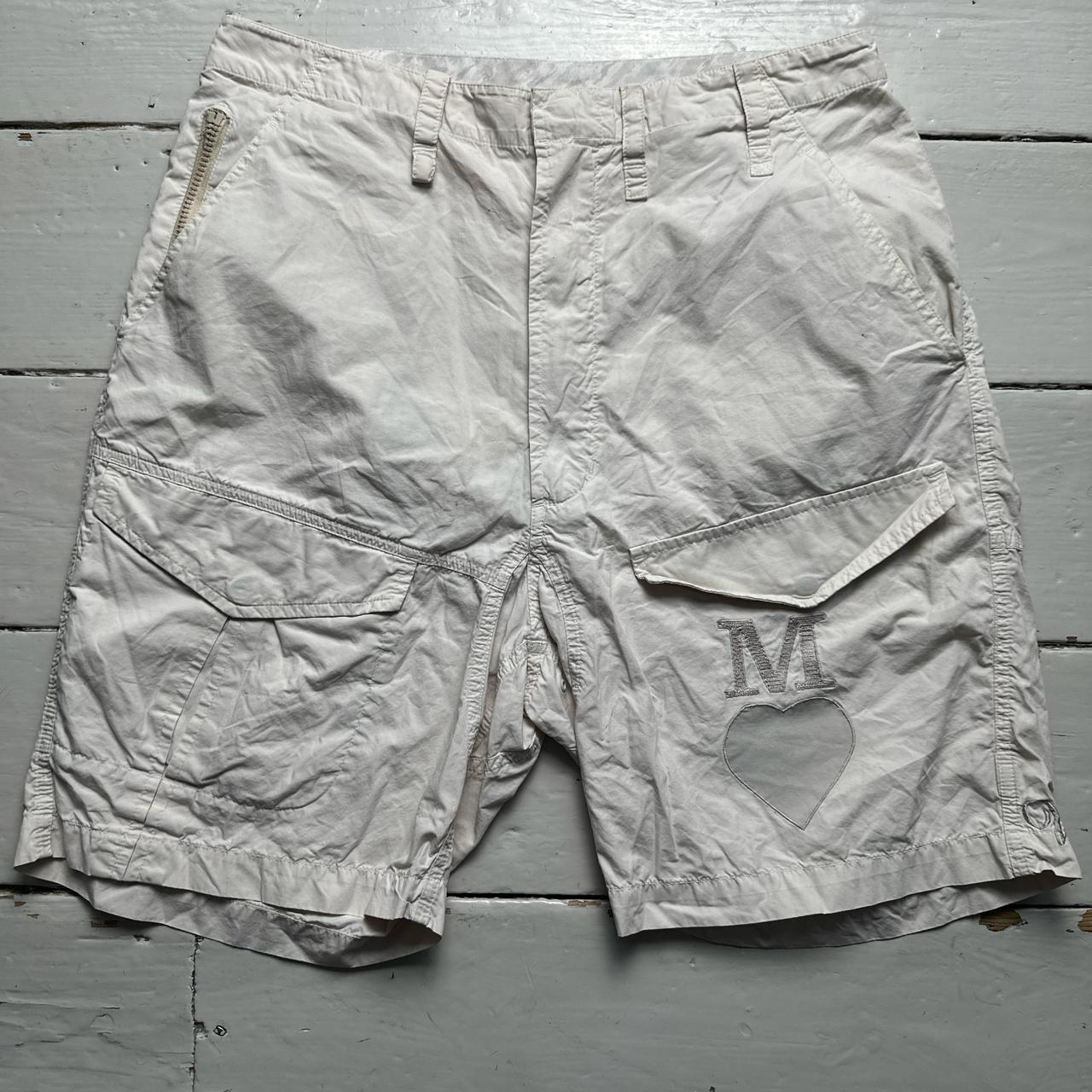 Maharishi Vintage Heart and Skull We Met the Maha Embroidery Cream Cargo Shorts