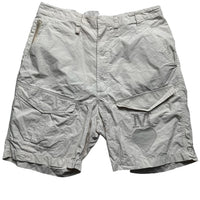Maharishi Vintage Heart and Skull We Met the Maha Embroidery Cream Cargo Shorts (S)