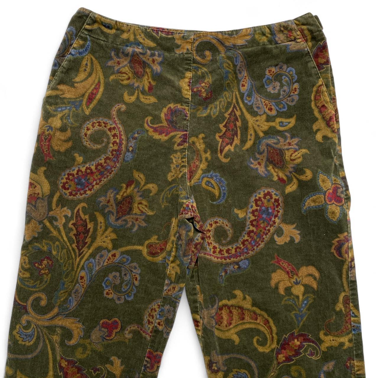Talbots Vintage 90’s Carpet Brushed Velour Floral Print Womens Trousers (32W)