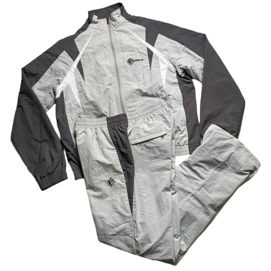 Vicinity Grey and Silver Nylon Shell Full Tracksuit (L)