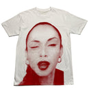 Sade White and Red Big Graphic Pout Face T Shirt (L)