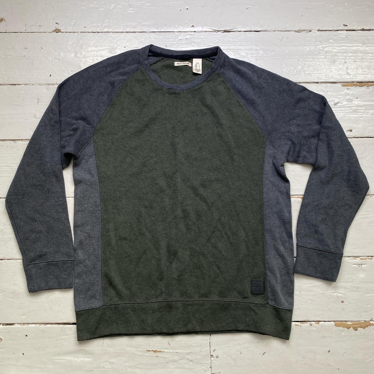 DKNY Khaki Green and Grey Jumper