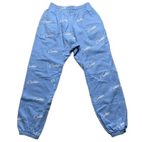Corteiz Baby Blue and White Script Baggy Joggers (XL)