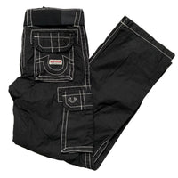 True Religion Womens Black and White Contrast Big Stitch Cargo Trousers (28W)