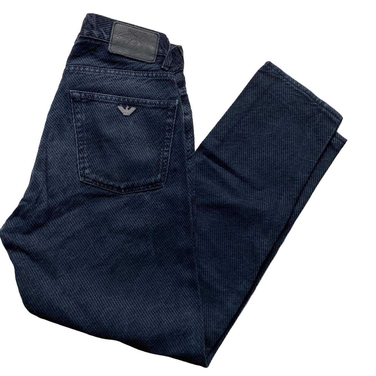 Armani Vintage Reptile Pattern Navy Suede Jeans (30W)