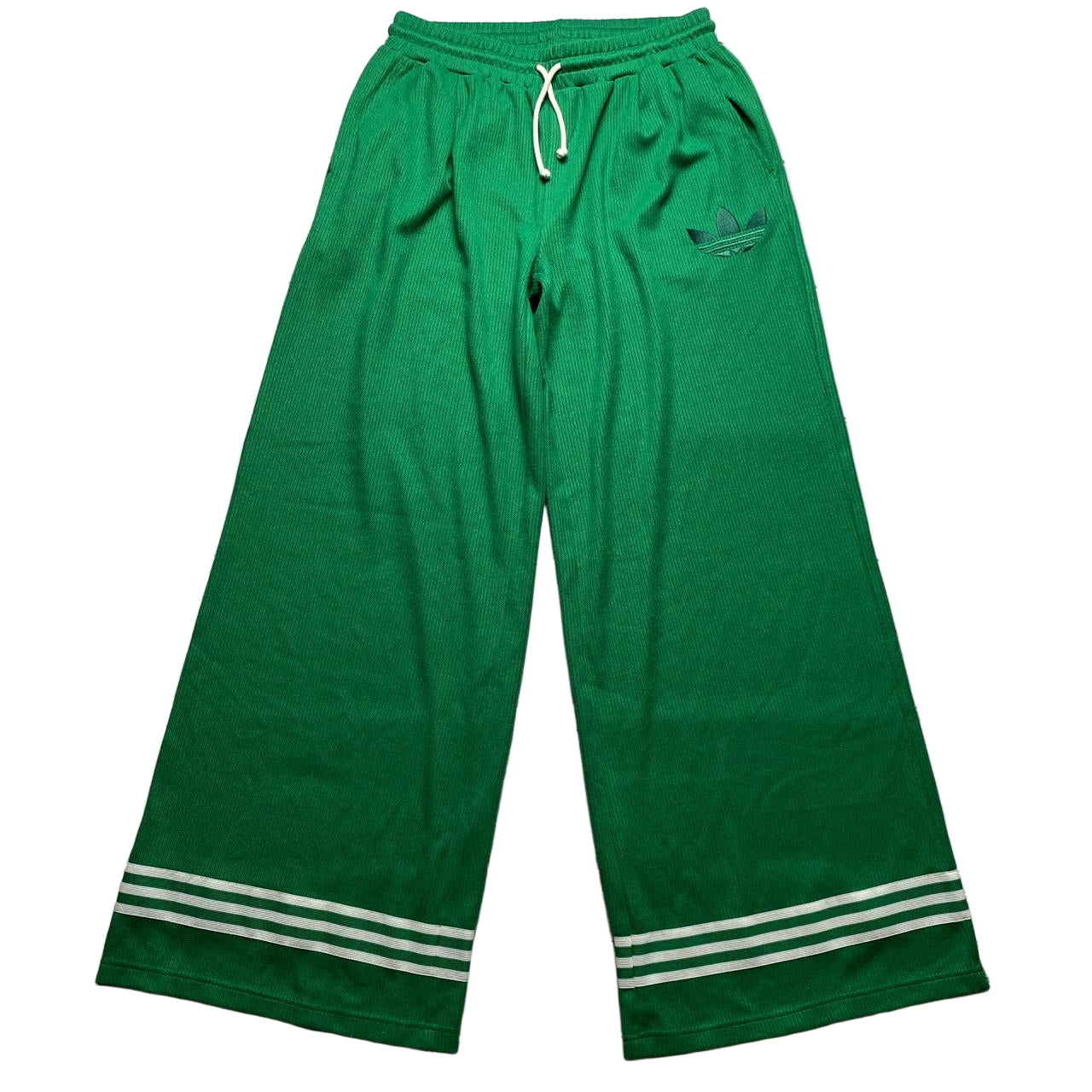 Adidas Green and White Baggy Flare Joggers (UK 18)