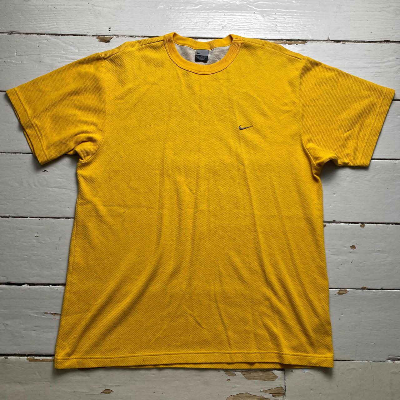 Nike Vintage y2k Yellow and Grey Swoosh T Shirt