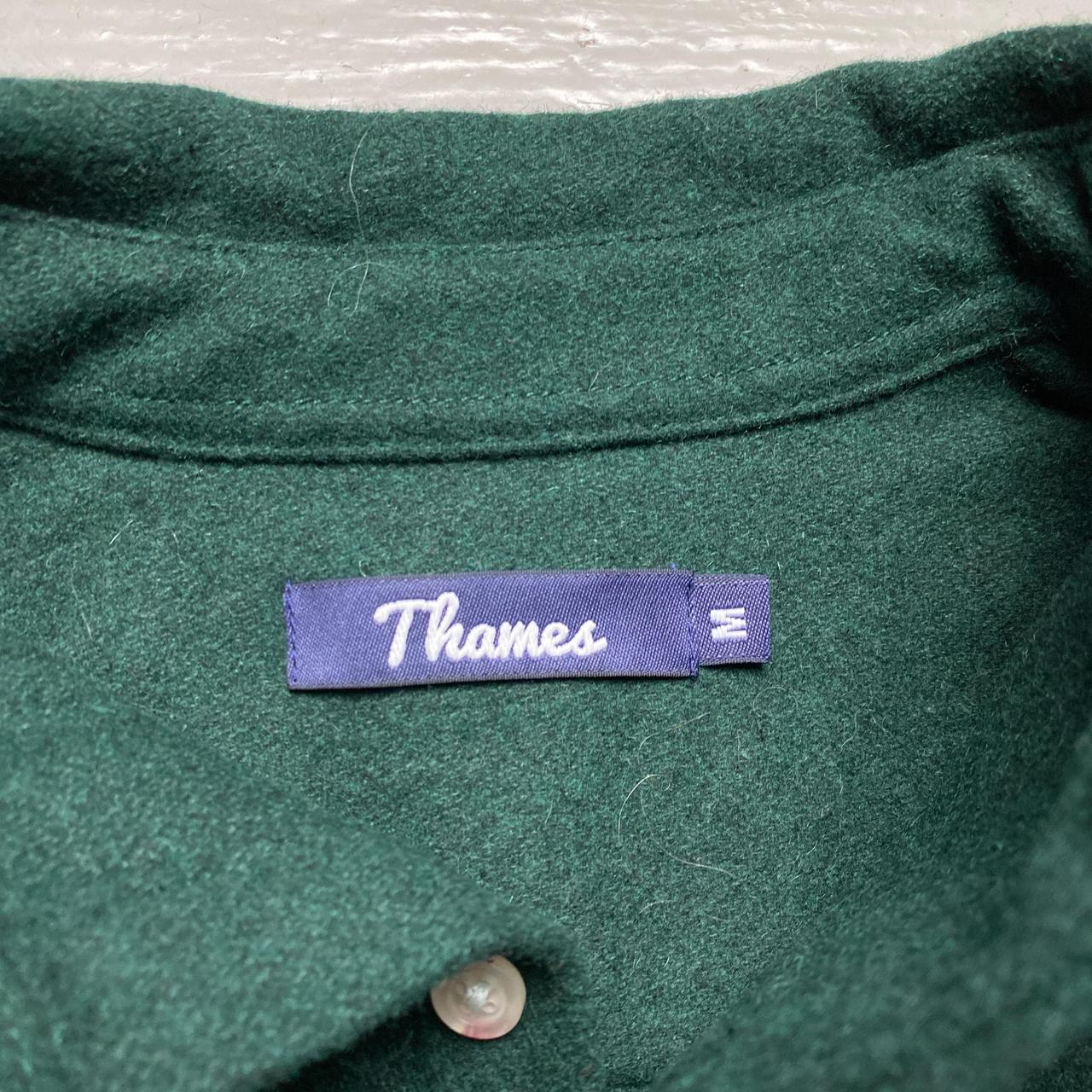 Thames Green Wool and White Embroidery Long Sleeve Shirt