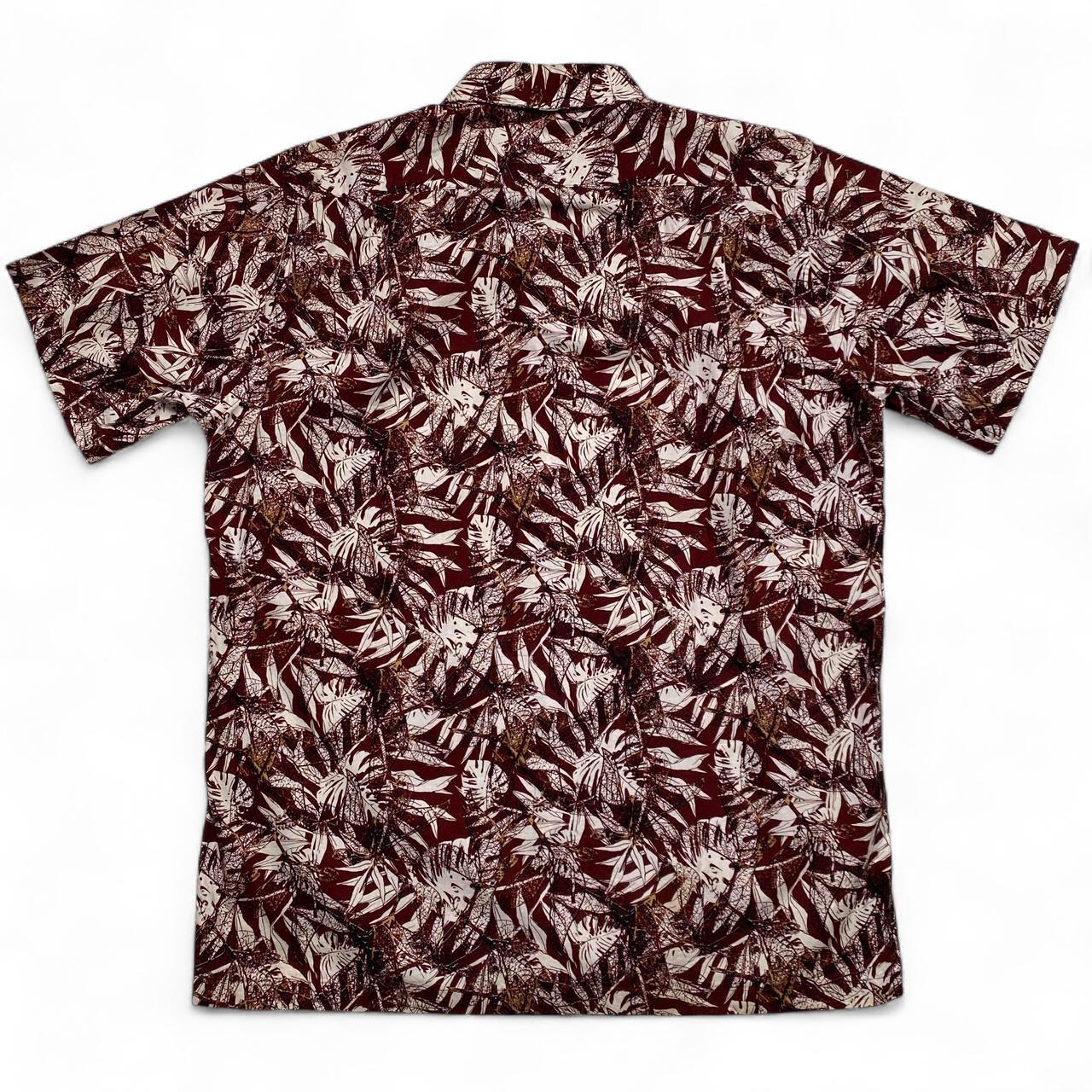 Burberry Brit Brown and White Floral Leaf Prints Short Sleeve Shirt (M)