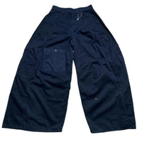 Wide Leg Womens Cargo Trousers Navy (30W)