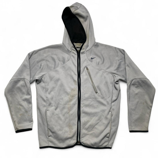 Nike Vintage y2k Silver Black Navy and Grey Fleece Lined Hoodie (M)
