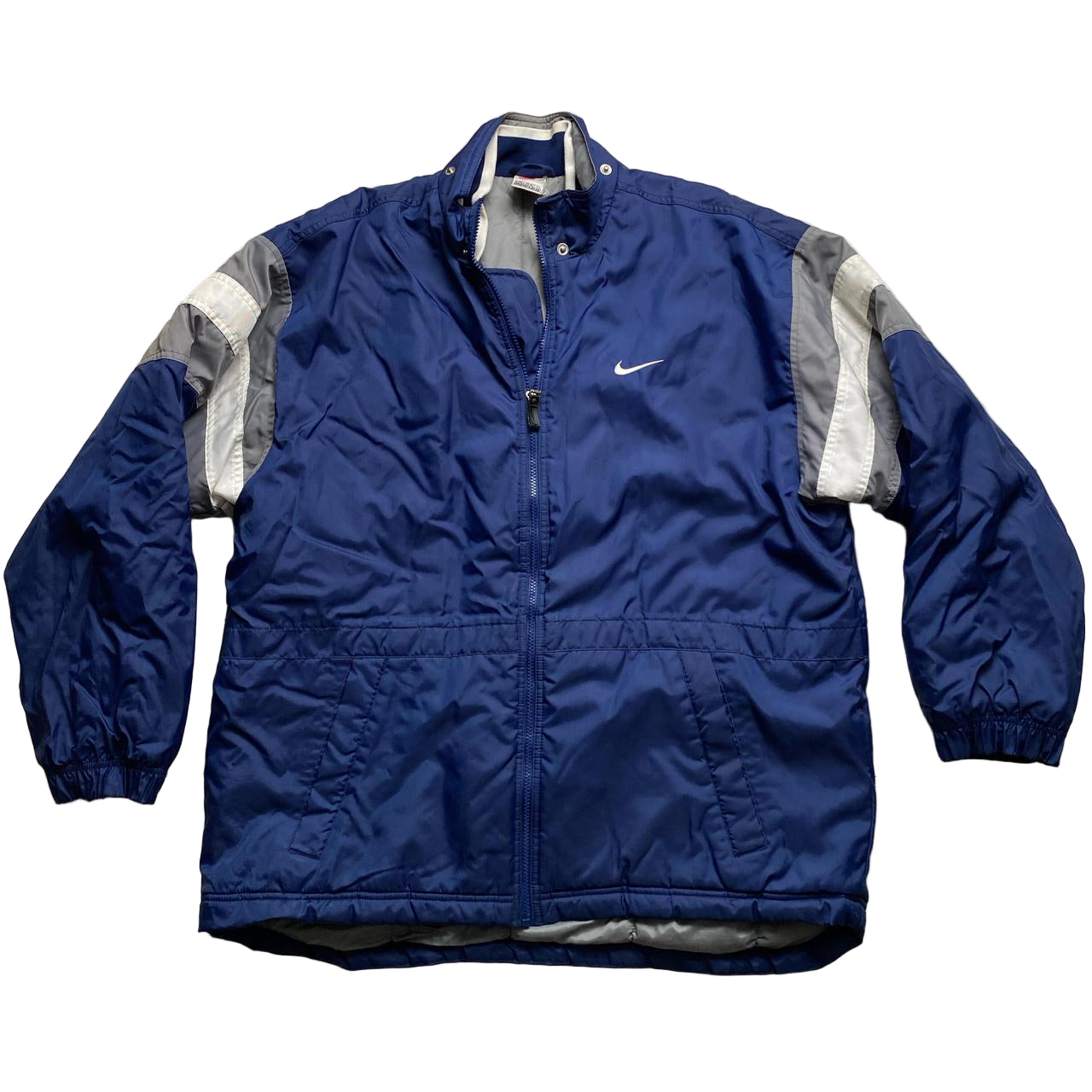 Nike Vintage 90’s Navy Grey and White Padded Jacket (L)