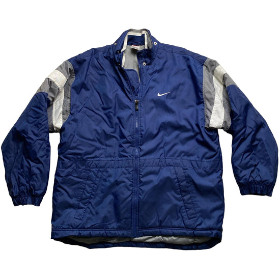 Nike Vintage 90’s Navy Grey and White Padded Jacket (L)
