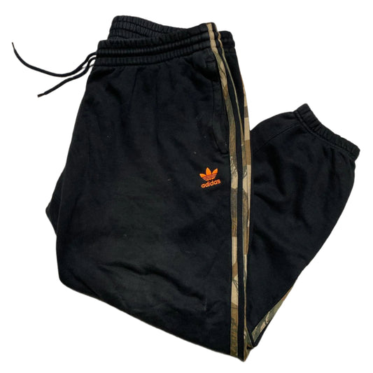 Adidas Black and Orange Camouflage Stripes Joggers (2XL)