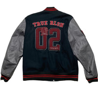 True Religion Varsity Jacket Leather and Cotton Black and Red (XL)