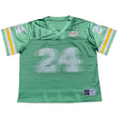 Rodeo Warehouse Green Yellow and White Diamante Rhinestone NFL Football Womens Oversized Jersey (L)