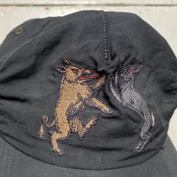 GX 1000 Black Hat with Fighting Rabbit and Boar Embroidery